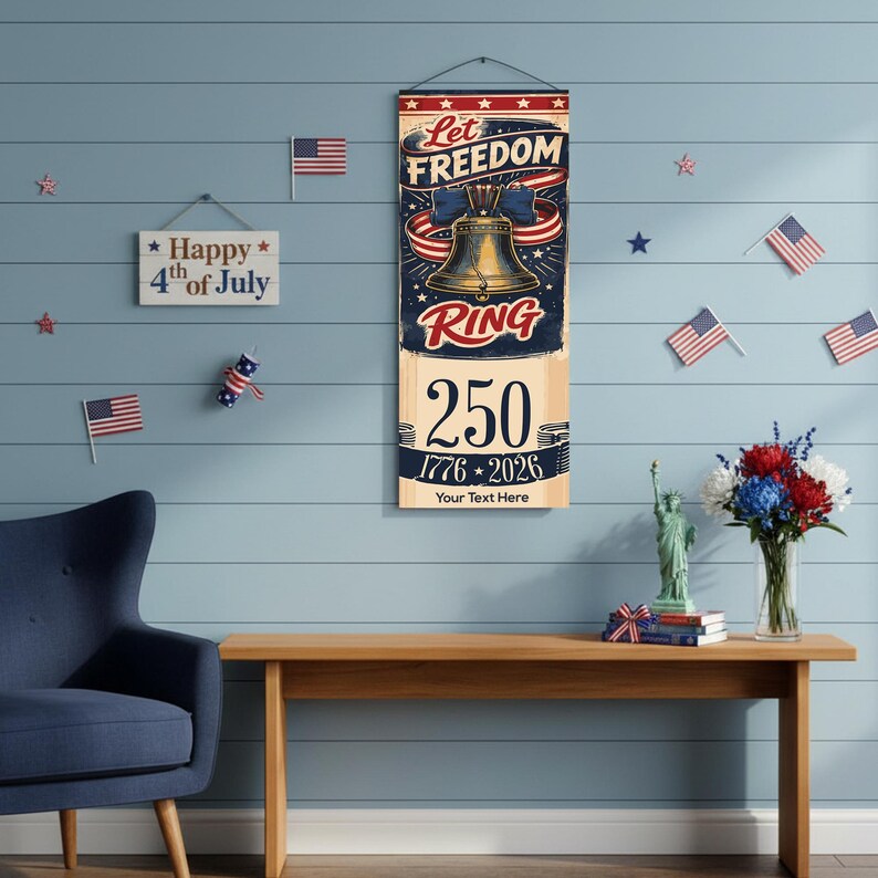 Per Design 250th 4th of July Hanging Canvas Wall Art 16x35