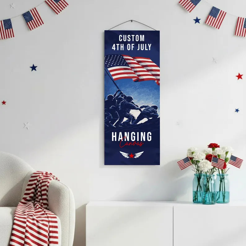 Custom 250th 4th of July Hanging Canvas Wall Art 16x35
