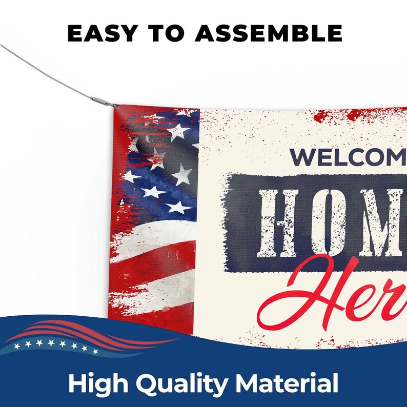 Welcome Home Hero! USA Army Military Support Vinyl Banner