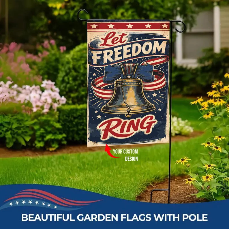 Custom 250th 4th of July Garden Flag 12” x 18” with Pole