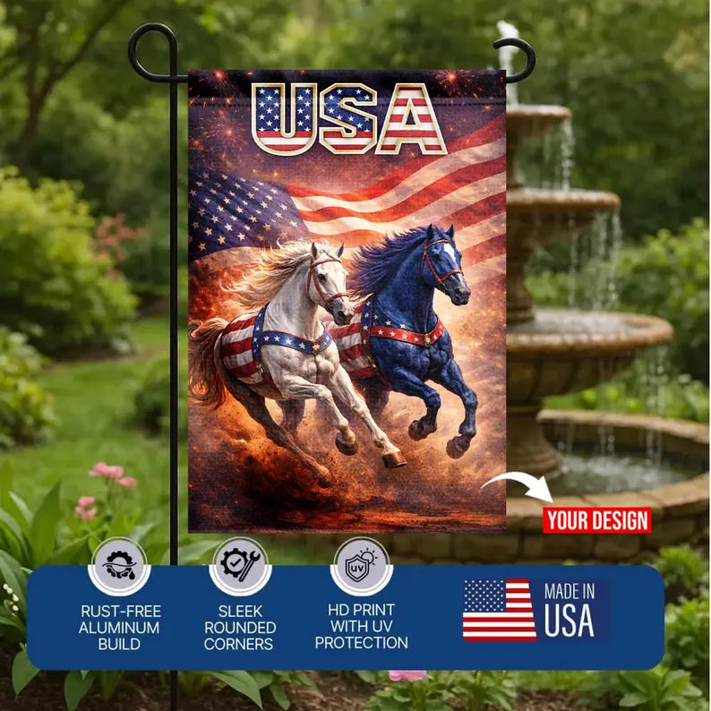 Custom 250th 4th of July Garden Flag 12” x 18” with Pole