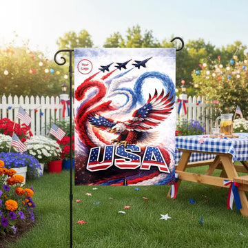 Per Design 250th 4th of July Garden Flag 12x18 with Pole