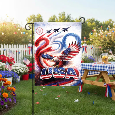 Per Design 250th 4th of July Garden Flag 12x18 with Pole
