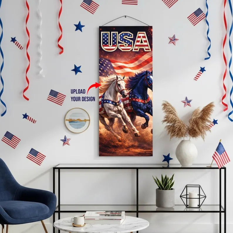 Custom 250th 4th of July Hanging Canvas Wall Art 16x35