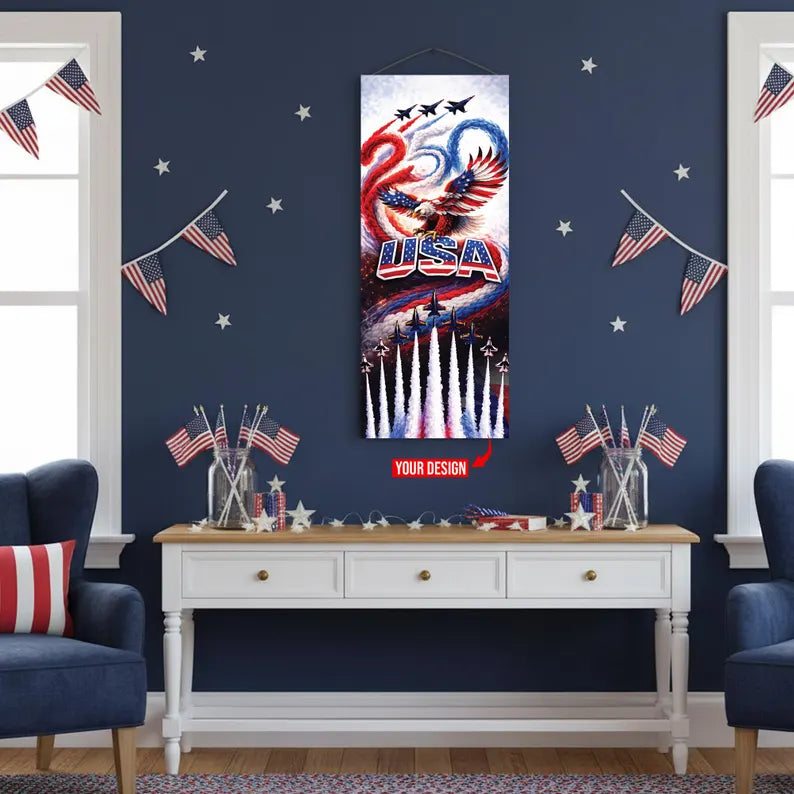 Custom 250th 4th of July Hanging Canvas Wall Art 16x35