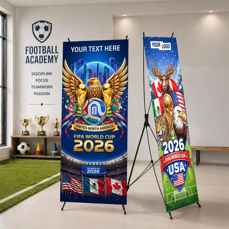 Pre design FIFA World Cup 2026 Banner with X Stand