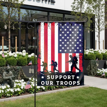 Support Our Troops Garden Flag 12x18 with Pole