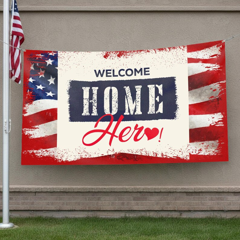 Welcome Home Hero! USA Army Military Support Vinyl Banner