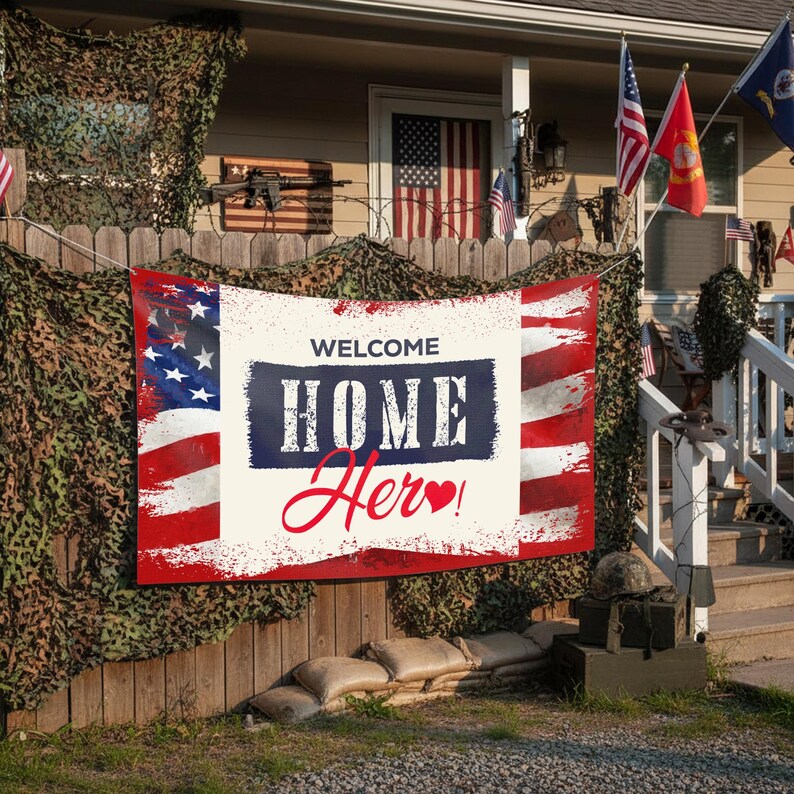 Welcome Home Hero! USA Army Military Support Vinyl Banner