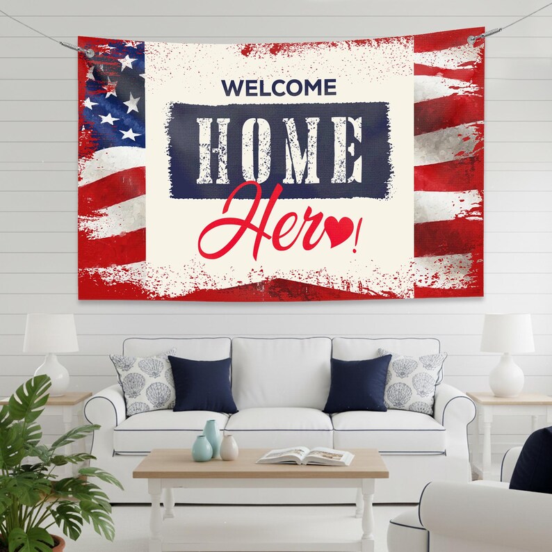 Welcome Home Hero! USA Army Military Support Vinyl Banner