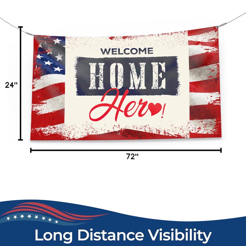 Welcome Home Hero! USA Army Military Support Vinyl Banner
