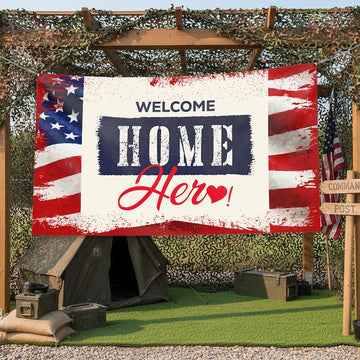 Welcome Home Hero! USA Army Military Support Vinyl Banner