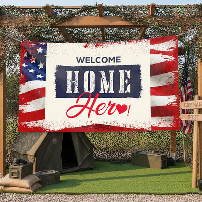 Welcome Home Hero! USA Army Military Support Vinyl Banner