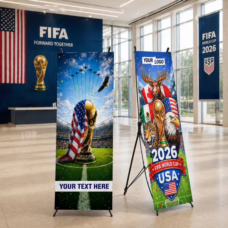Pre design FIFA World Cup 2026 Banner with X Stand