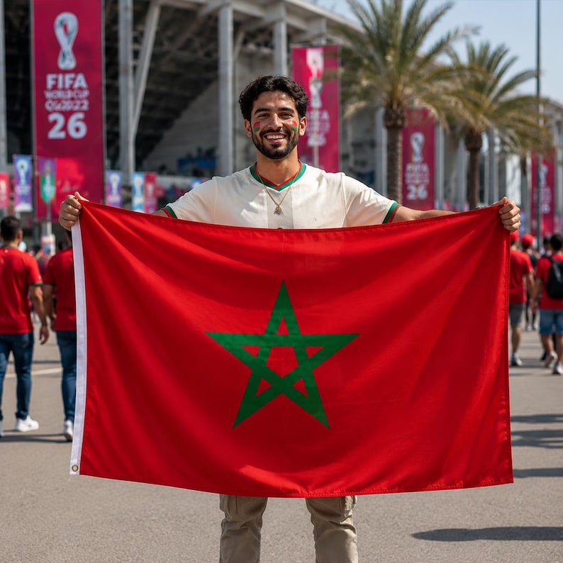 Morocco Flag for FIFA World Cup 2026, Moroccan Football Fan