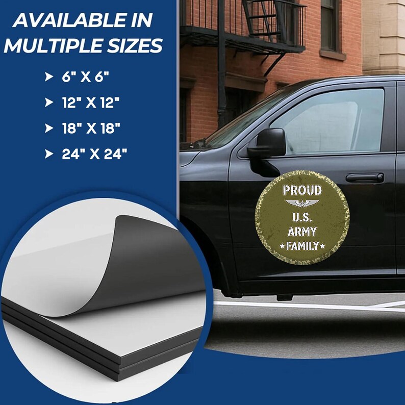 Proud US Army Family Round Car Magnet Sign