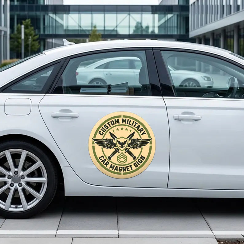 Custom Military Round Car Magnet Sign
