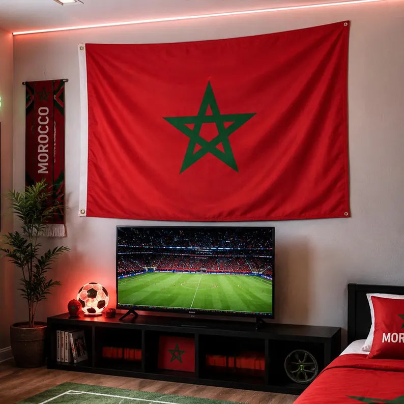 Morocco Flag for FIFA World Cup 2026, Moroccan Football Fan