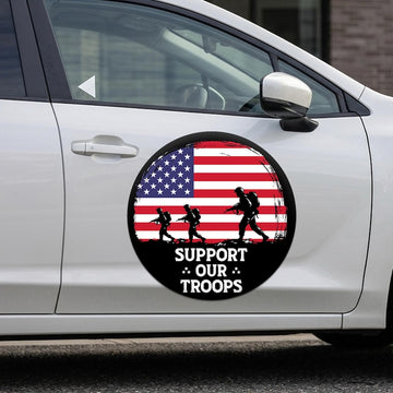 US Military Support Round Car Magnet Sign