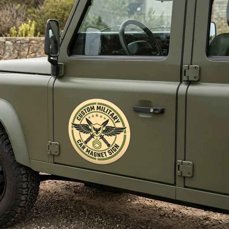 Custom Military Round Car Magnet Sign