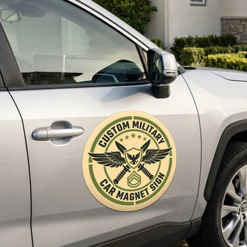 Custom Military Round Car Magnet Sign
