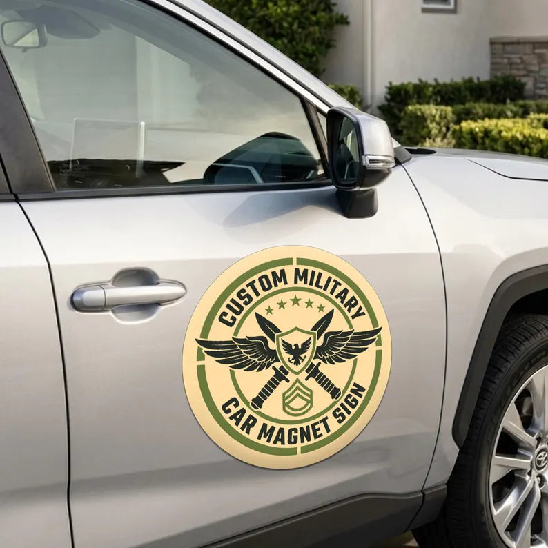 Custom Military Round Car Magnet Sign