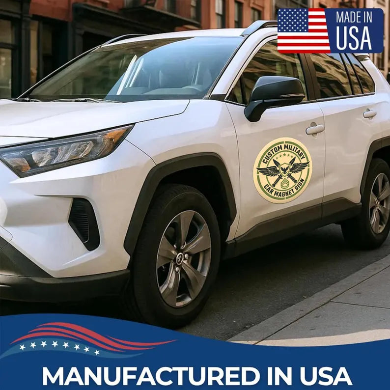 Custom Military Round Car Magnet Sign