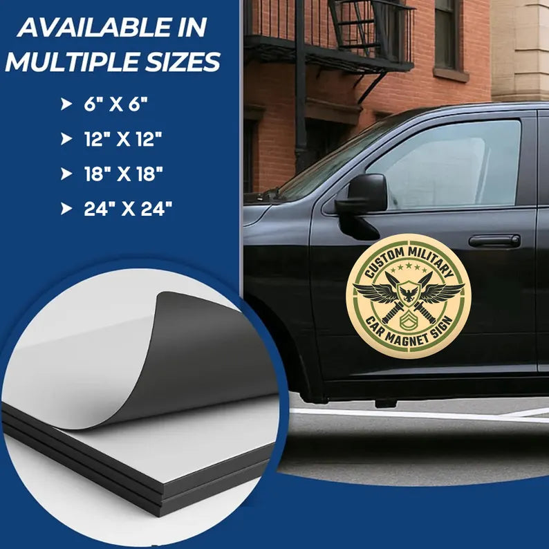 Custom Military Round Car Magnet Sign
