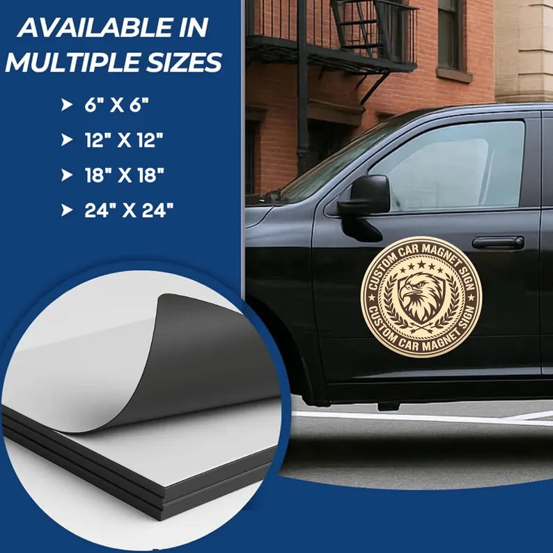 Custom Round Car Magnet Sign | Personalized Military Support Vehicle Magnet