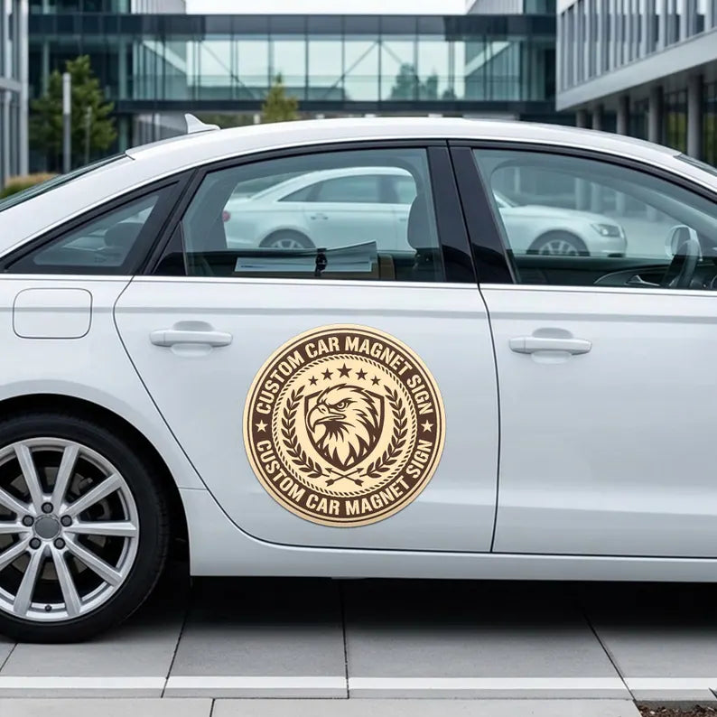 Custom Round Car Magnet Sign | Personalized Military Support Vehicle Magnet
