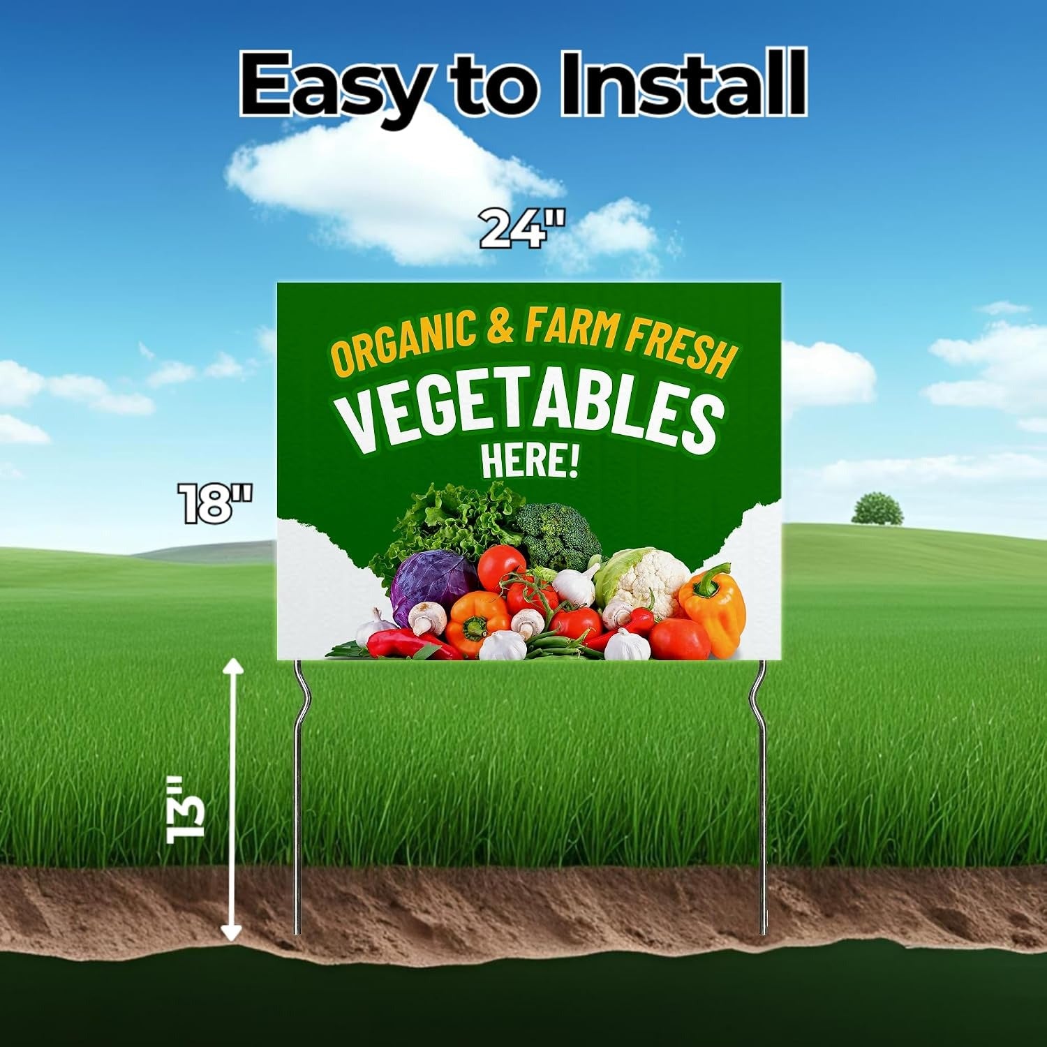 Organic & Farm Fresh Vegetables Here! Yard Sign