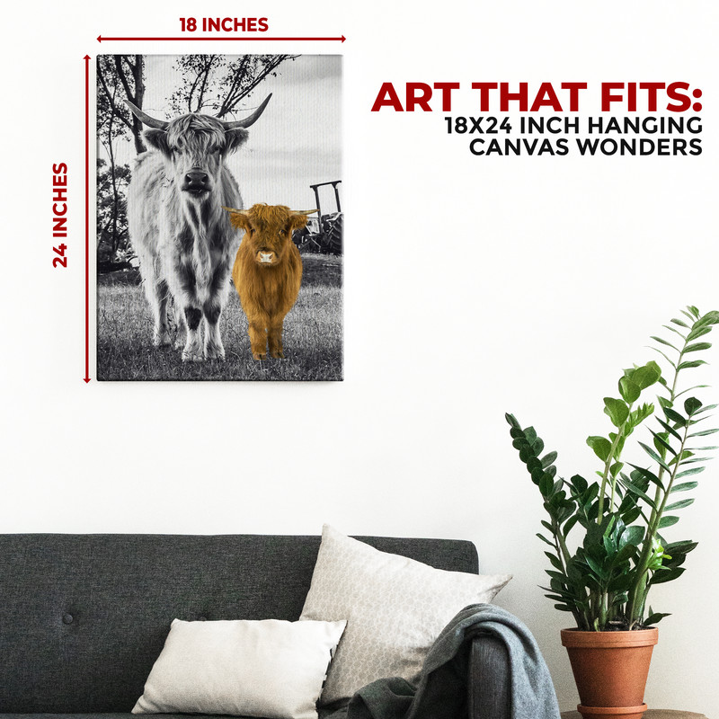 HIGHLAND COW AND CALF DECOR CANVAS