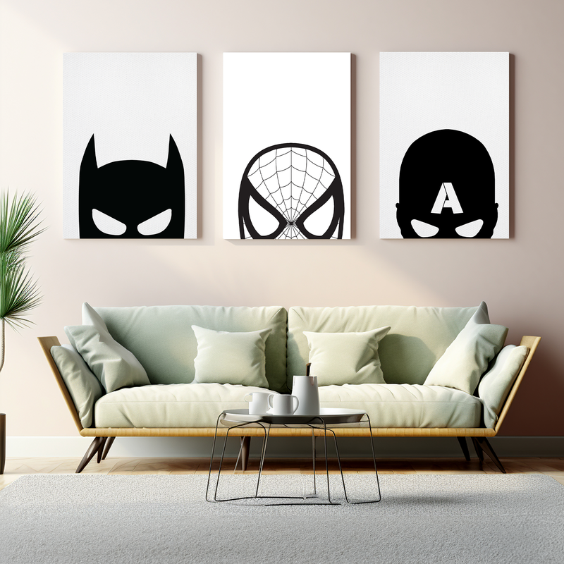 SPIDERMAN & FRIENDS B&W CANVAS DECOR