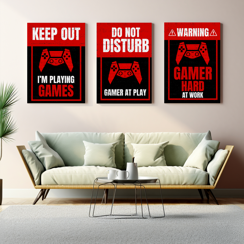 KEEP OUT I'M PLAYING GAMES CANVAS DECOR