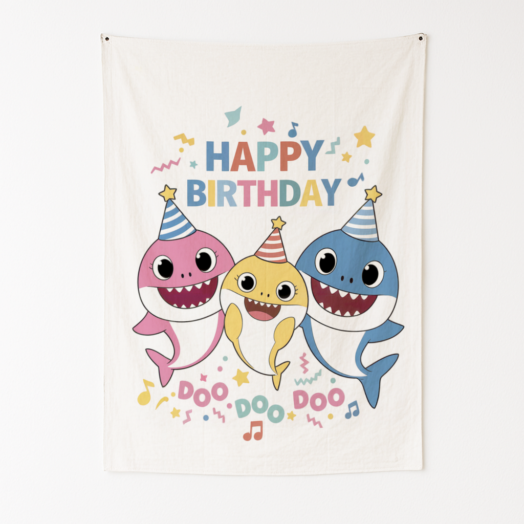 BABY SHARK BIRTHDAY WALL TAPESTRY
