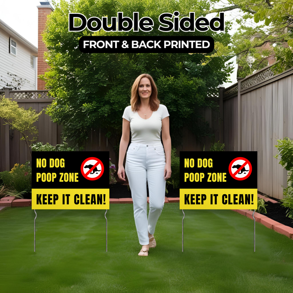 NO DOG POOP ZONE YARD SIGN