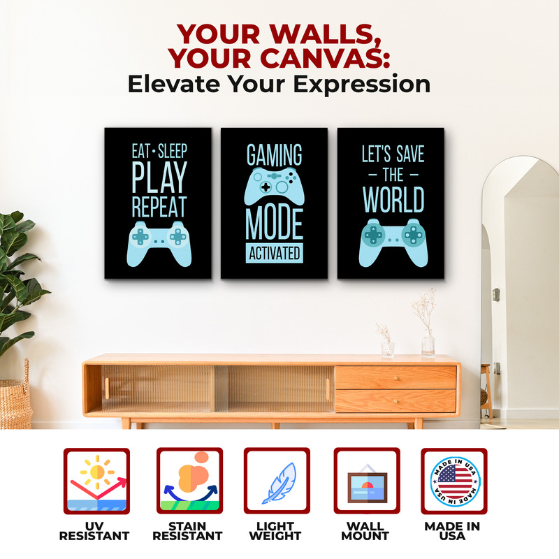 EAT SLEEP PLAY REPEAT CANVAS DECOR