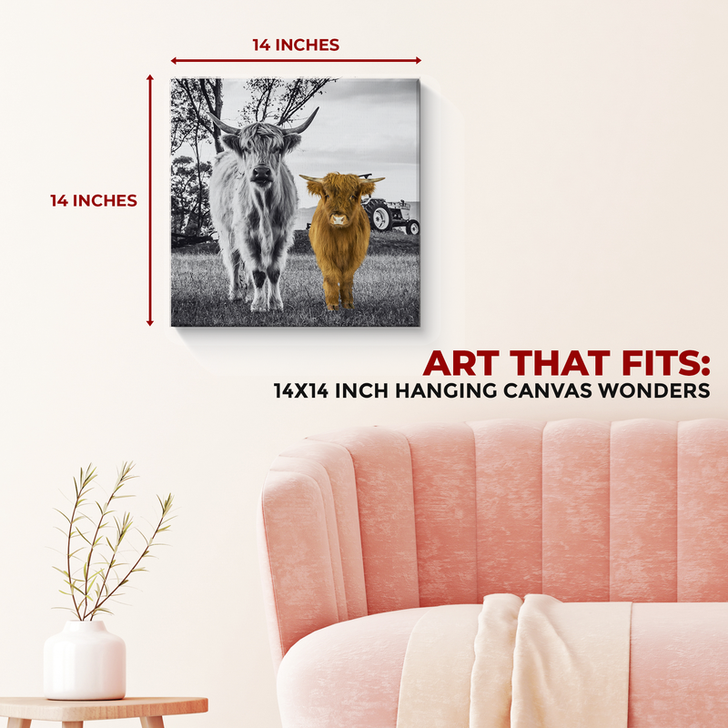 HIGHLAND COW AND CALF DECOR CANVAS