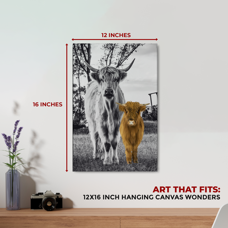 HIGHLAND COW AND CALF DECOR CANVAS