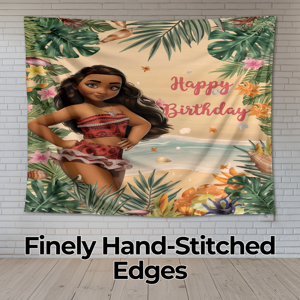 HAPPY BIRTHDAY MOANA INSPIRED WALL TAPESTRY