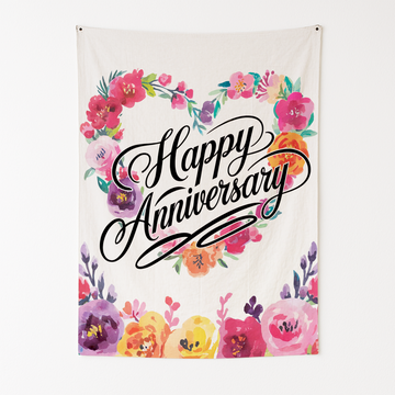 HAPPY ANNIVERSARY WALL TAPESTRY