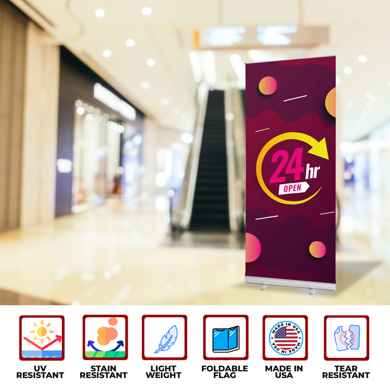 24 HR OPEN BANNER RETRACTABLE