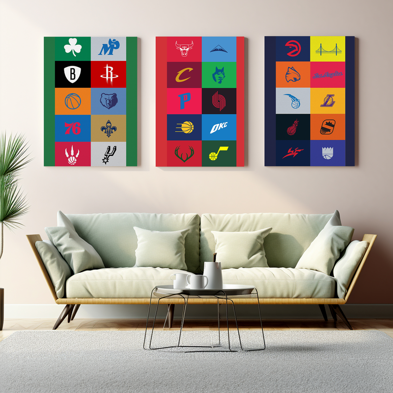 BASKETBALL TEAM LOGOS WALL CANVAS