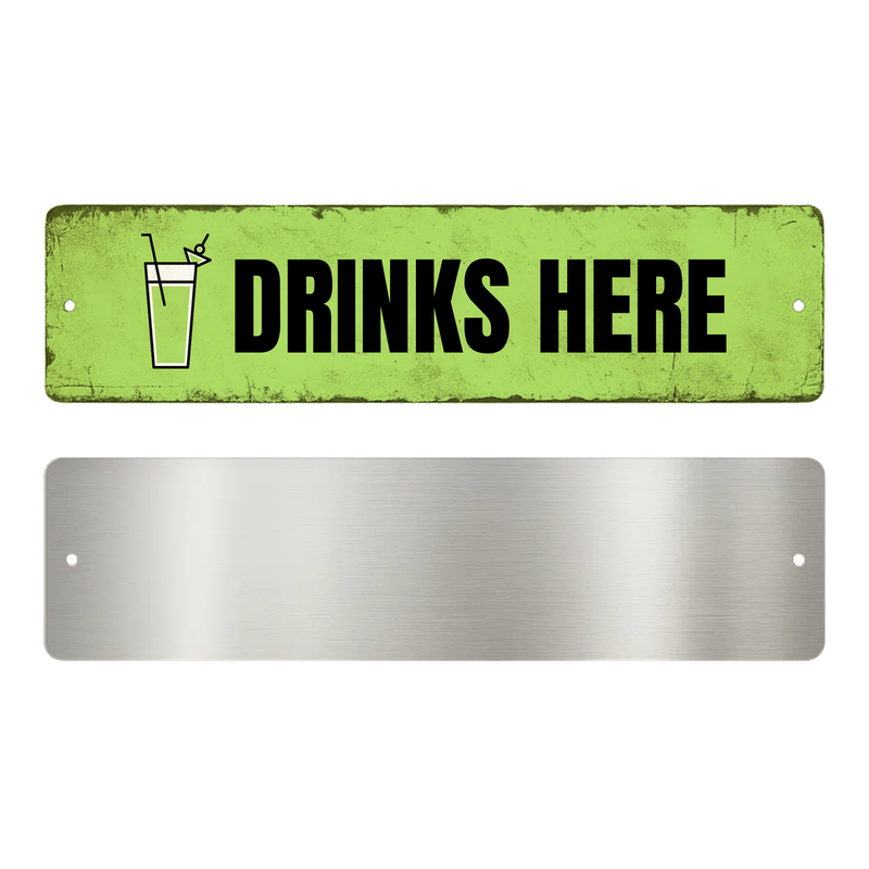 DRINKS HERE SIGN
