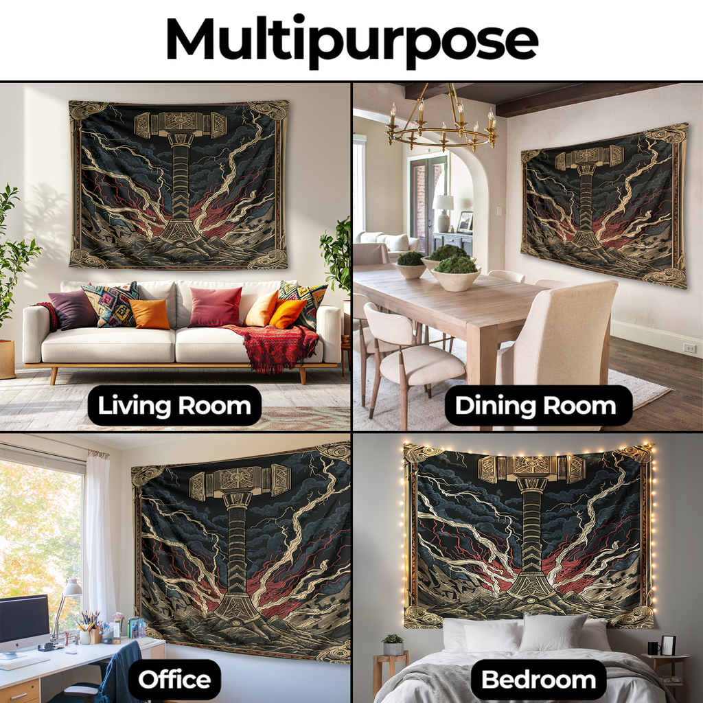 THE POWER OF MJOLNIR WALL TAPESTRY