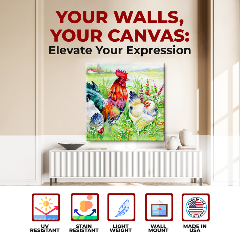 ROOSTER & HENS DECOR CANVAS