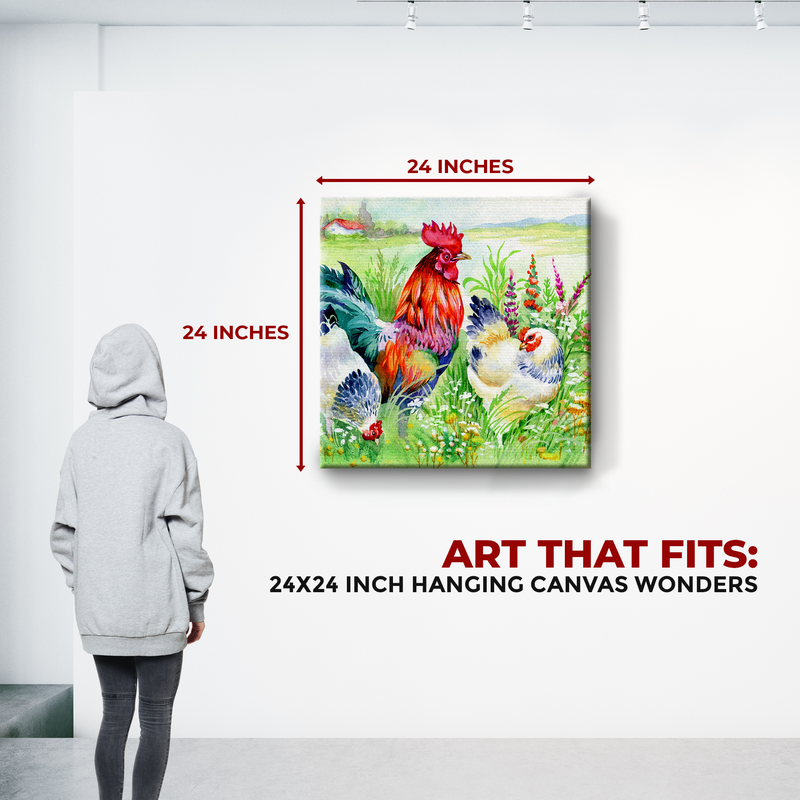 ROOSTER & HENS DECOR CANVAS