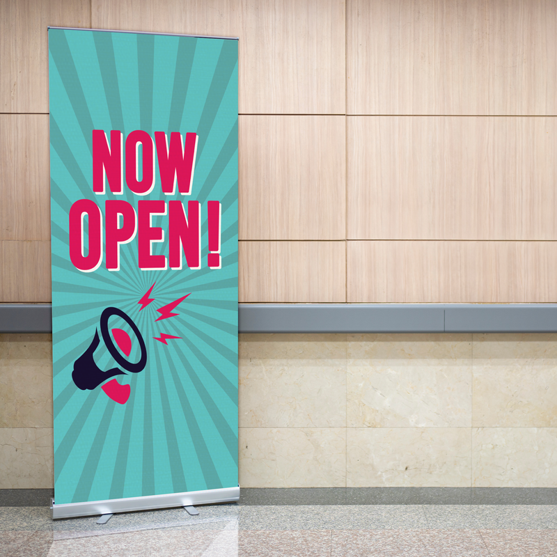 NOW OPEN BANNER RETRACTABLE