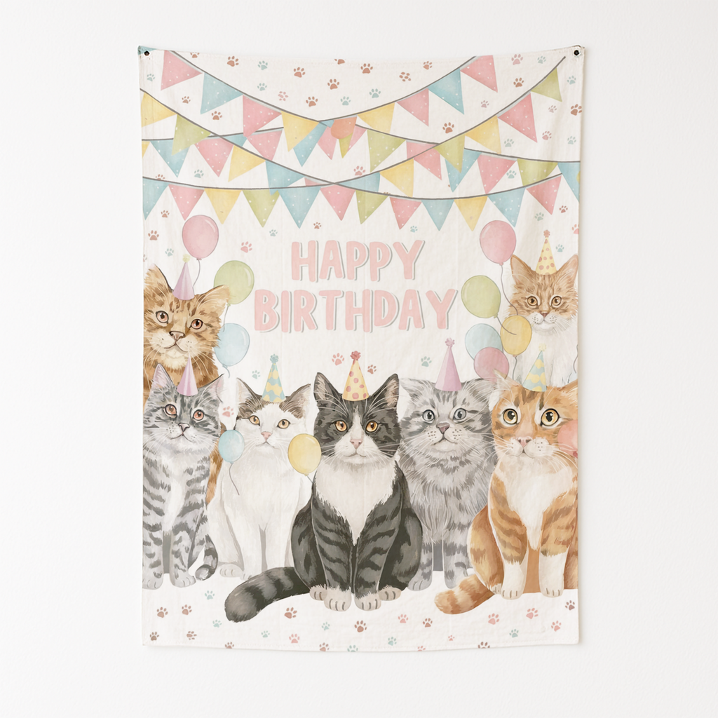 CAT BIRTHDAY WALL TAPESTRY