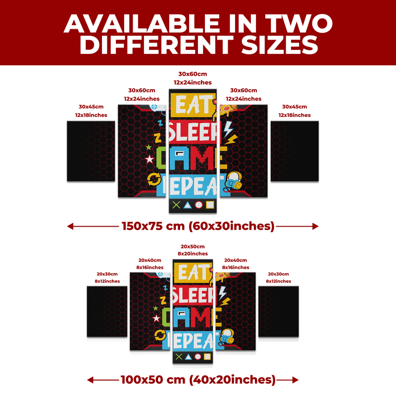EAT, SLEEP, GAME & REPEAT WALL CANVAS
